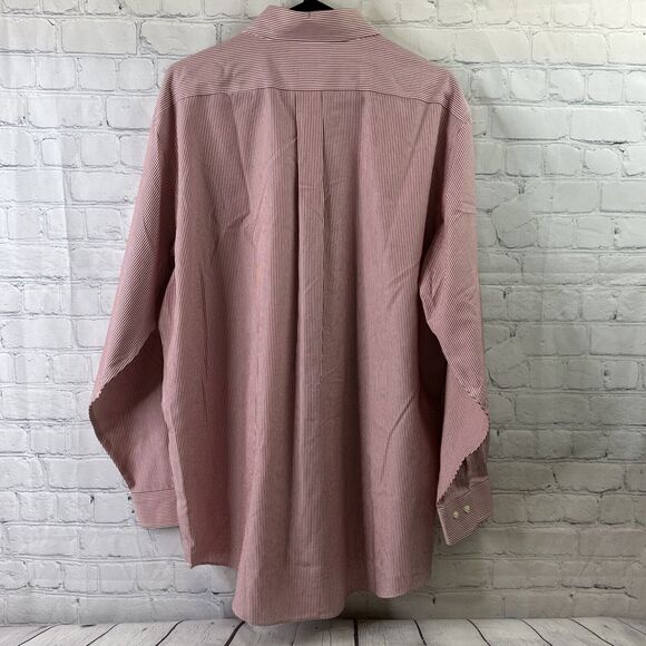 BROOKS BROTHERS 346 Dress Shirt Men 17 4/5 White Red Striped Cotton Non Iron - Picture 7 of 8